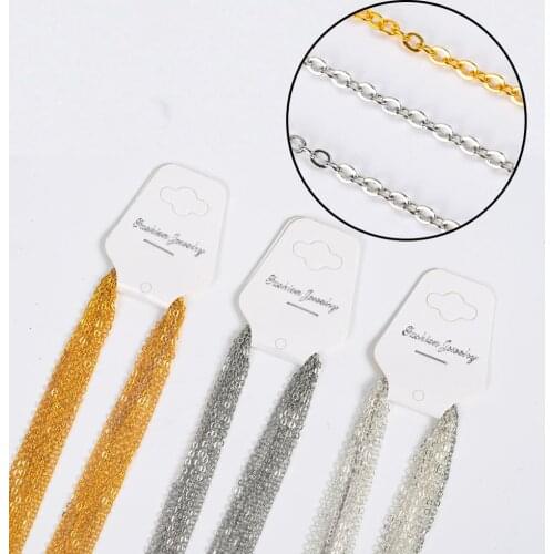 6-12Pcs/Lot Gold Silver Rhodium Color 40cm Necklace Stainless Steel Copper Flat Cross O Chains For Jewelry Making Supplies