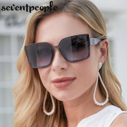 Fashion Oversized Square Sunglasses Women 2021 Luxury Brand Designer Trendy Large Frame Sunglasses For Men Gradient Lens Eyewear