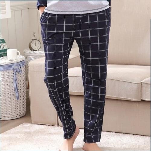 Plus Size Mens Pajamas Pant Cotton Pajama Pants Men Loosen Sleep Wear Sleep Bottoms Soft Plaid Men Pyjamas Homewear M-4XL