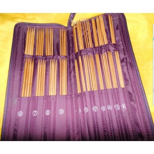 Bamboo Knitting Needle Set 22 size Straight Needle 11 size circular Needle Ring Needle Crochet hook Spare Parts with Bag
