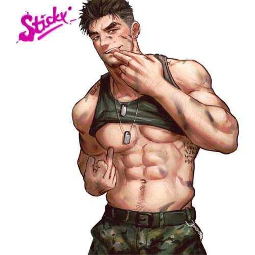 STICKY Sexy Soldier Muscular Man Gay Anime Car Sticker Decal Decor For Bicycle Motorcycle Accessories Laptop Helmet Trunk Wall