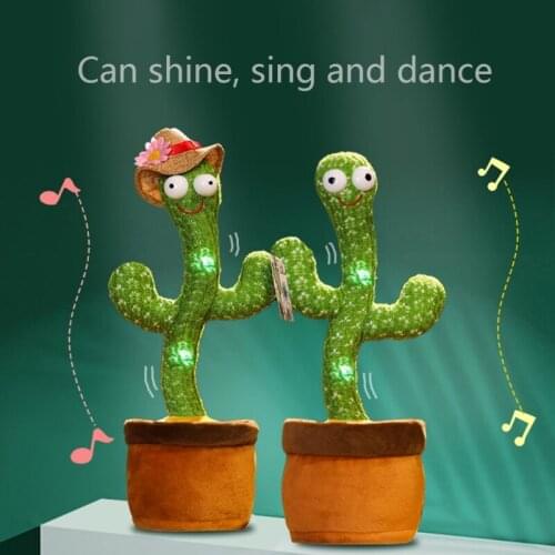 2021 New Funny 32cm Electric Dancing Plant Cactus Plush Stuffed Toy with Music for Kids