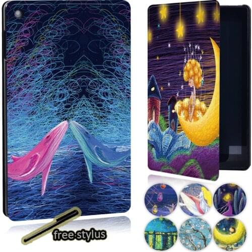 New Leather Stand Tablet Case for Amazon Fire 7(5th/7th/9th Gen)/HD 8(2016/2017/2018/2020/8 Plus)/HD 10(2015/2017/2019) + Stylus