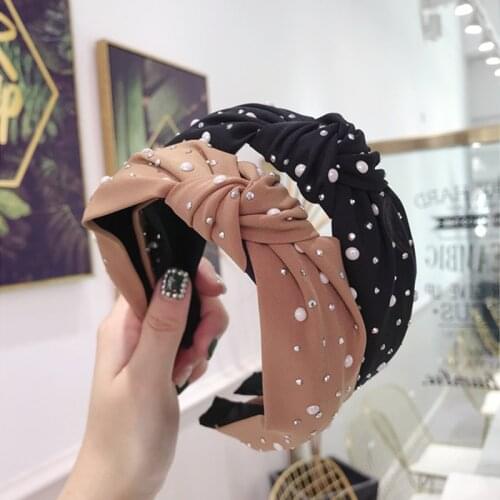 CN Fashion ободок для волос Knot Hairbands Pearl Ornament Headbands обруч для волос Turban Womens Hairhoop Hair Accessories