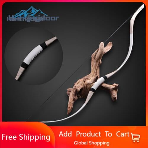 Huntingdoor 30-70lbs Traditional Longbow Mongolian Bow Cow Leather and Wooden Material Hunting Archery Shooting Recurve Bow