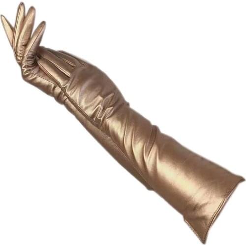 Gloves winter ladies arm fashion sheepskin gloves gold 15.75 inches 2021 new style sheepskin arm sleeve leather warm driving rid