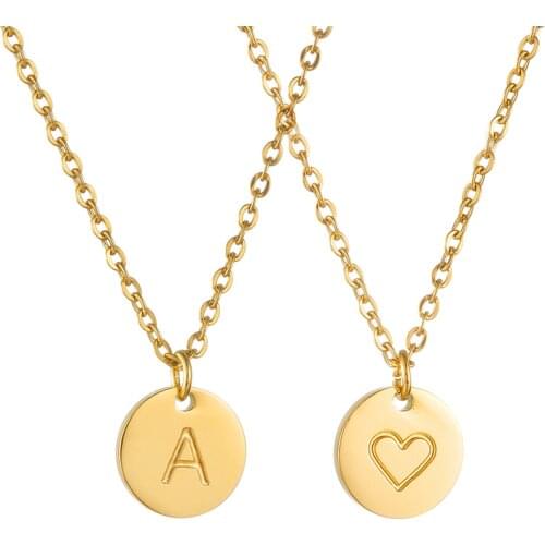 Personalized 26 Letters Initial Necklace Customized Heart Steel Choker Nitials Baby Name Pendant for Women Man Birthday Gift