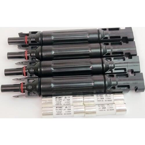 5Pieces x solar Connector with 10A/15A/20A/30A Fuse Protection 1000 VDC Male to Fem PV Photovoltaic Fuse Holder Protective