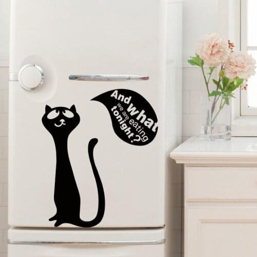 Cute Cat Kitten What are we eat Vinyl Wall Sticker Mural Wall Art Decal Kitchen Fridge Home Decor Poster House Decoration