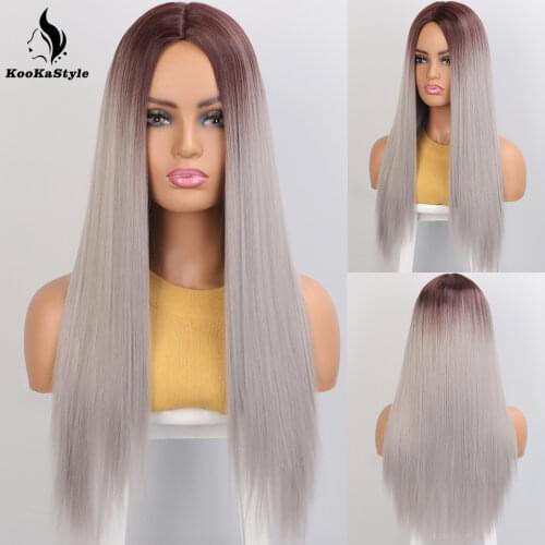 Synthetic Wigs for Women Long Straight Wig Cosplay Wigs Middle Part High Temperature Heat Resistant Hair for