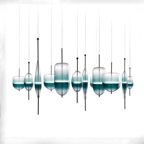 Art deco Huse Gradient glass pendant light modern gradient color glass bottle drop light for hotel bar cafe