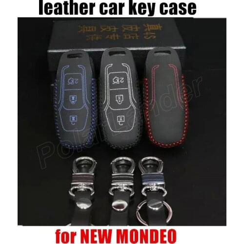 Only Red fit for FORD NEW MONDEO Hand sewing car key case car key cover DIY car styling Genuine quality leather