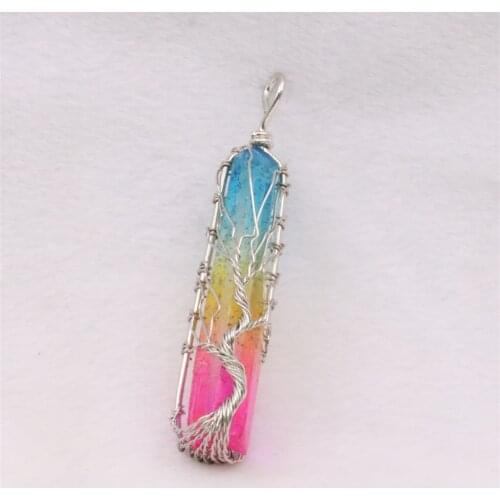 Bohemia Hot New Fashion Natural Stone Raw Ore Pendants Necklace Tourmaline Womens Jewelry Healing Yoga Accessories Y1105