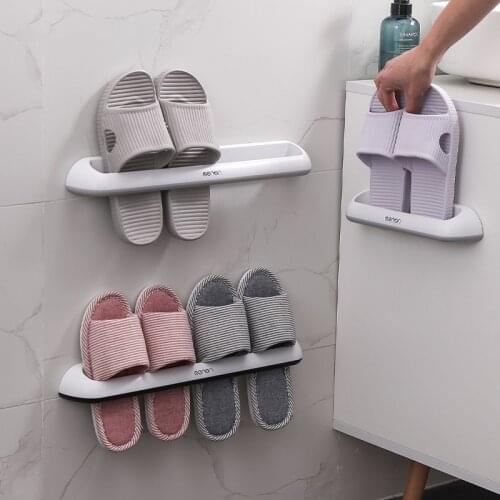 Bathroom Shoes Storage Hanger Hanging Shoes Organizer Wall-mounted Plastic Shoe Storage Rack Slippers Rack Towel Shelf Organizer