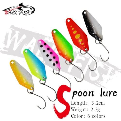 WALK FISH 6Pcs/Lot 3.2cm 2.3g Fishing Bait Fishing Metal Spoon Lure Bait For Trout Bass Spoons Small Hard Sequins Spinner Spoon