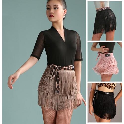 Latin Dance Skirt Adult Women Tassel Hip Scarf Samba Rumba Cha Cha Dance Wear Practice Clothes Sexy Black Short Skirts BL5551