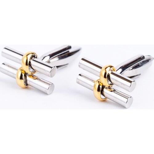 Luxury Stainless Steel Metal Cufflinks Double Cylinder Gold Knots Cuff Buttons For Mens Suit Business 1 Pair Jewelry Accessories