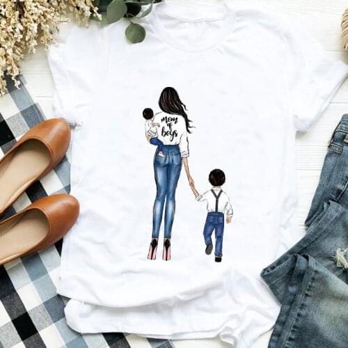 Women Shirt Casual Clothes Son Boy Cute Mom 90s Printing Mother Fashion Ladies Graphic Printed Tee Top Tshirt Female T-shirt