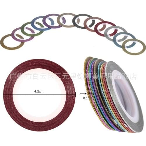 1Pc Fashion DIY 1mm 12 Colors Nail Striping Line Tape Nail Polish Rose Gold Long-Lasting Nail Polish Girl Cute Nail Decoration