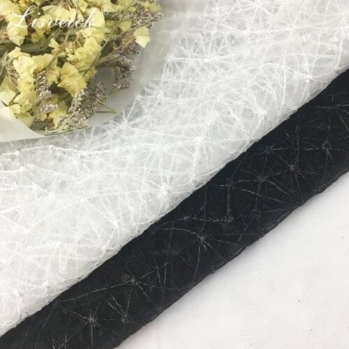 1yard white / black mesh embroidery lace fabric wedding dress clothing gauze DIY handmade fabric accessorie