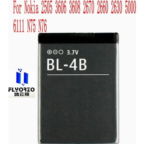 100% Brand new High Quality 700mAh BL-4B Battery For Nokia 2505 3606 3608 2670 2660 2630 5000 6111 N75 N76 Mobile Phone