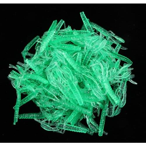 100pcs Vibrant Shrimp Maggot Jig Head Soft Bait Silicone Worm