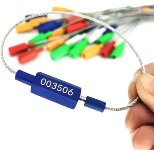 100pcs Container security cable seals logistics Customs disposable Anti theft print serial number steel wire lead seal 250mm