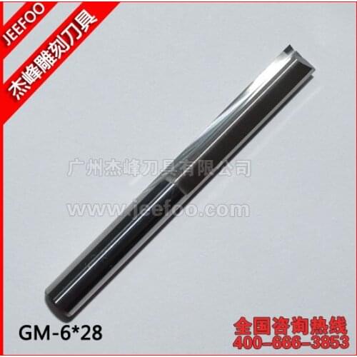 6*28mm Two Straight Flutes Cutters, CNC Engraving Tools, CNC Router Bits for Multilayer board, Plywood, MDF, Foam