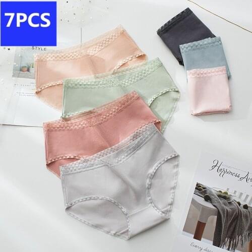 7Pcs/lot Women Panties High Waist Pure Cotton Underwear Cute Printed Seamless Briefs Ladies Slimming Panty Plus SizeXXL