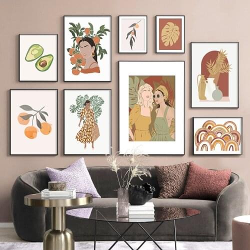 Abstract Fruit Woman Scandinavian Fashion Wall Art Canvas Painting Nordic Poster And Prints Wall Pictures For Living Room Decor