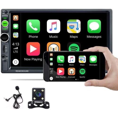 Double Din 7 Inch Car Stereo with Carplay, Full Contact Screen Car MP5 Player Mirror Link BT FM Remote Control