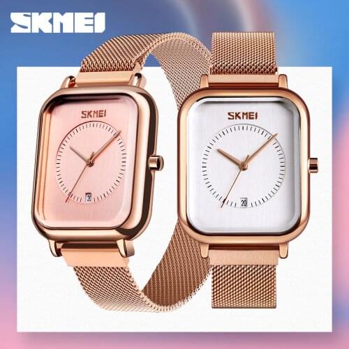 SKMEI Casual Women Quartz Watch Elegant Fashion Wristwatches Waterproof Magnet Watch Band Rectangular Dial zegarek damski 9207