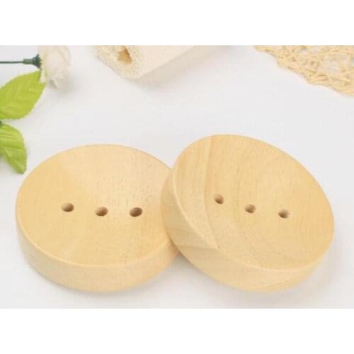 Bathroom Wooden Soap Dishes Sink Deck Bathtub Shower Soap Holder Round Hand Craft Natural Wooden Holder