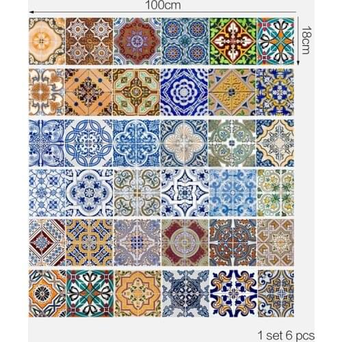 DIY 3D Retro Mexican Vinyl Stair Tile Risers Mural Decal Wall Paper Stickers Wall Stickers Decoration