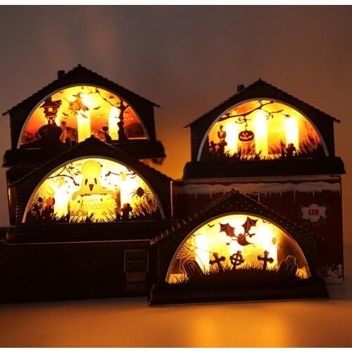 House Without Flame Lamp Home Furnishing Party Halloween Ornament With LED Candles Light Up Party Decoration Iniature Simulation