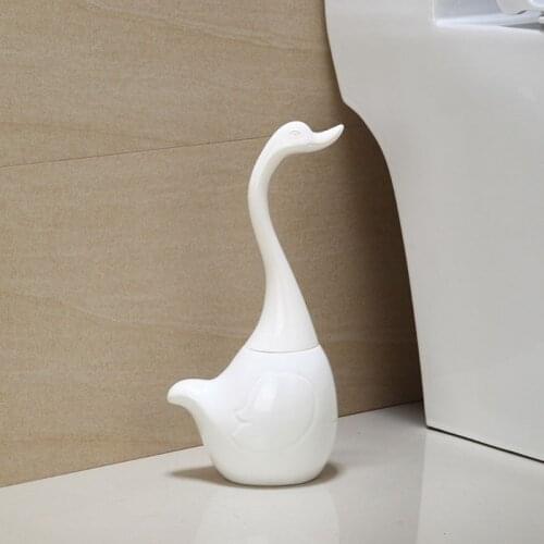Swan Shape Toilet Brush Bathroom Accessories Ceramic Base Plastic Handle Cleanin Dropshipping