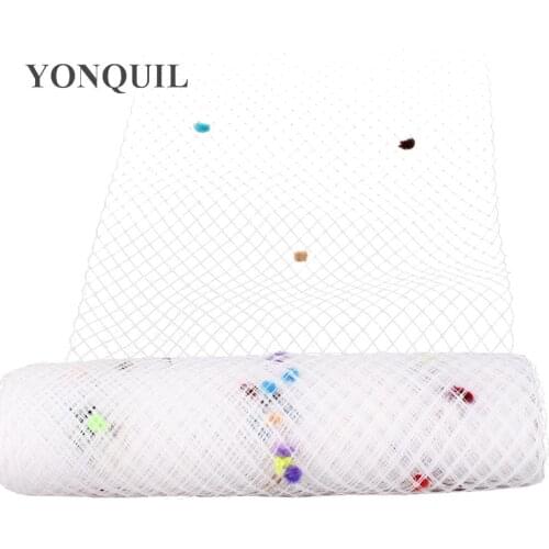 White Veils With More Color Dot 25CM Width Russian Veiling DIY Hair Accessories Netting Wedding Birdcage Veil 5Yards/Lot