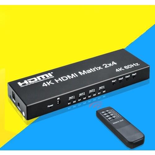 4K 60Hz HDMI Matrix 2x4 2 In 4 Out HDMI Splitter Switch Audio Extractor HDMI 2.0 4x2 Matrix 1080p for PS3/4 DVD PC To TV Monitor