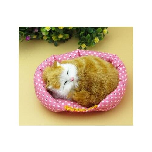 Simulation sleeping little cat 13x11cm cat model ,handicraft decoration gift h1253