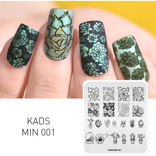 KADS Succulent plants nail stamp stamping plate Template Image Manicure Plate Stamp for nail art Tools