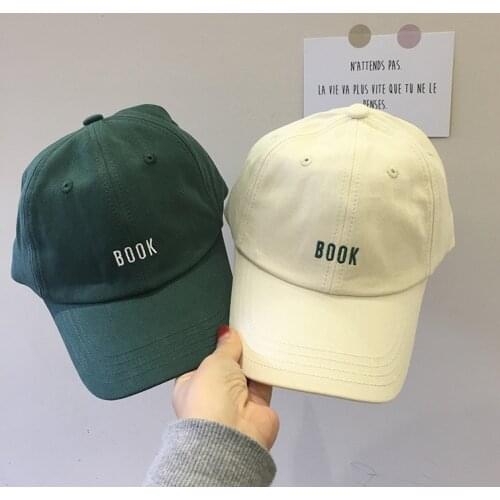 Hat New Embroidery Letter BOOK Cap Green White Korean Casual Outdoor Baseball Hat Women