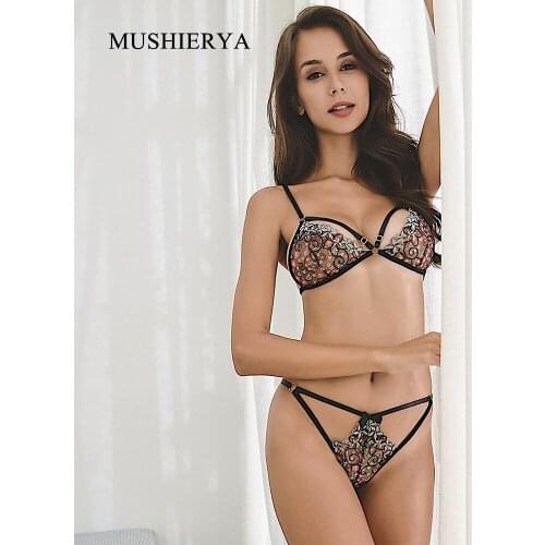 MUSHIERYA Women Lingerie Set Transparent Hot Erotic Lace Open Bra Sleepwear Women Erotic Set for Sex Ladies Sexy Underwear Sets