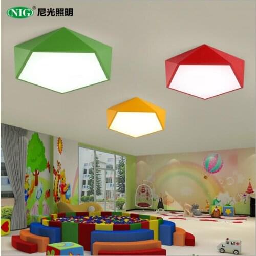 Creative geometry color childrens lamp personality multilateral led living room ceiling lamp modern minimalist bedroom study la