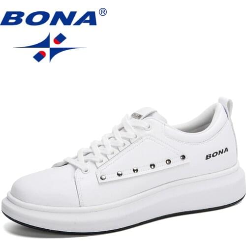 BONA 2021 New Designers Outdoor Walking Footwear Male Luxury Brand Casual Sneakers Men Platform Solid Leisure Shoes Mansculino