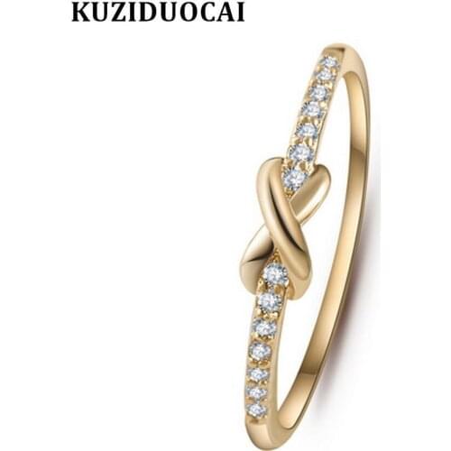 Kuuziduocai New Fashion Jewelry Cross Zircon Wedding Rings For Women Girls Gift Anillo Anel Bague Punk Dubai Bow-knot R-277