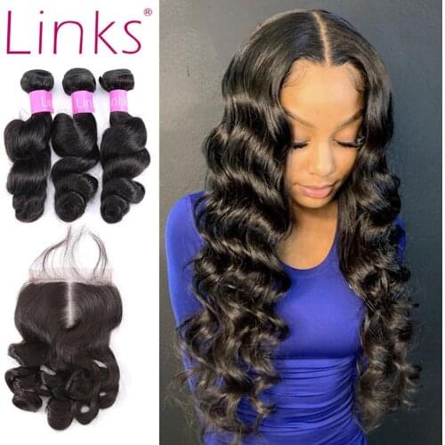 Links Hair 8- 30 Inches Loose Deep Wave Bundles 28 30 inch Bundles With Closure Remy Brazilian Hair 3 Bundles With Closure