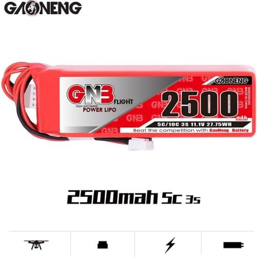 GAONENG GNB 2500mAh 3S1P 11.1V 5C/10C Lipo Battery with FUTABA XH JST Plug for Frsky Taranis X9D RX Remote Control RC Parts