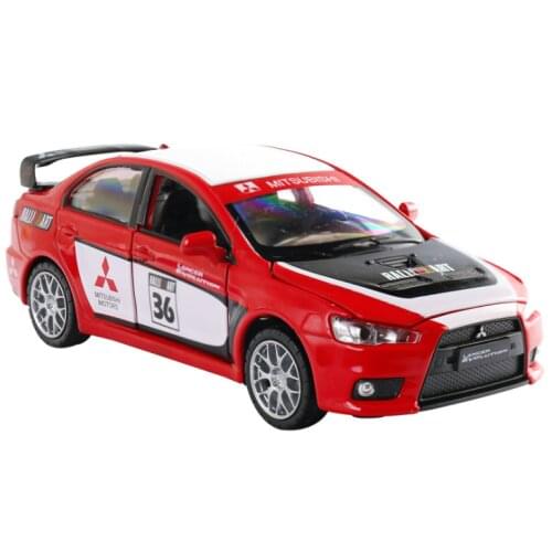 MSZ 1/32 Mitsubishi Lancer Pullback Sound Light Simulation Car Model Diecast Alloy Modelo de automvil