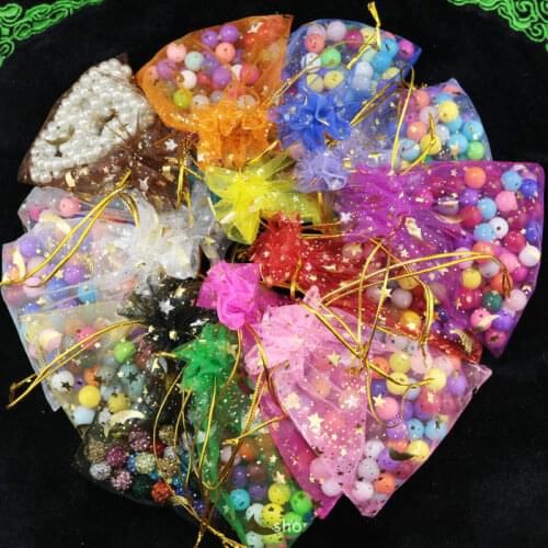 Fashion 100Pcs 7*9cm Organza Wedding Jewelry Gift Bags Drawstring Travel storage Packaging Bag Wedding Jewelry Packing Pouchs