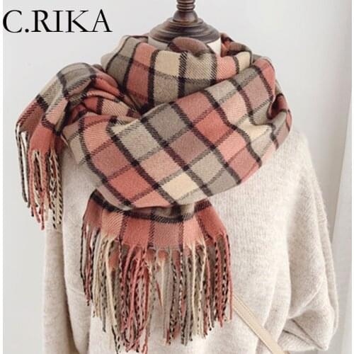 2021 Fashion New Lattice Scarf Imitation Cashmere Warm Scarf Women Autumn Winter Lady Girl Outdoor Travel Double Face Shawl